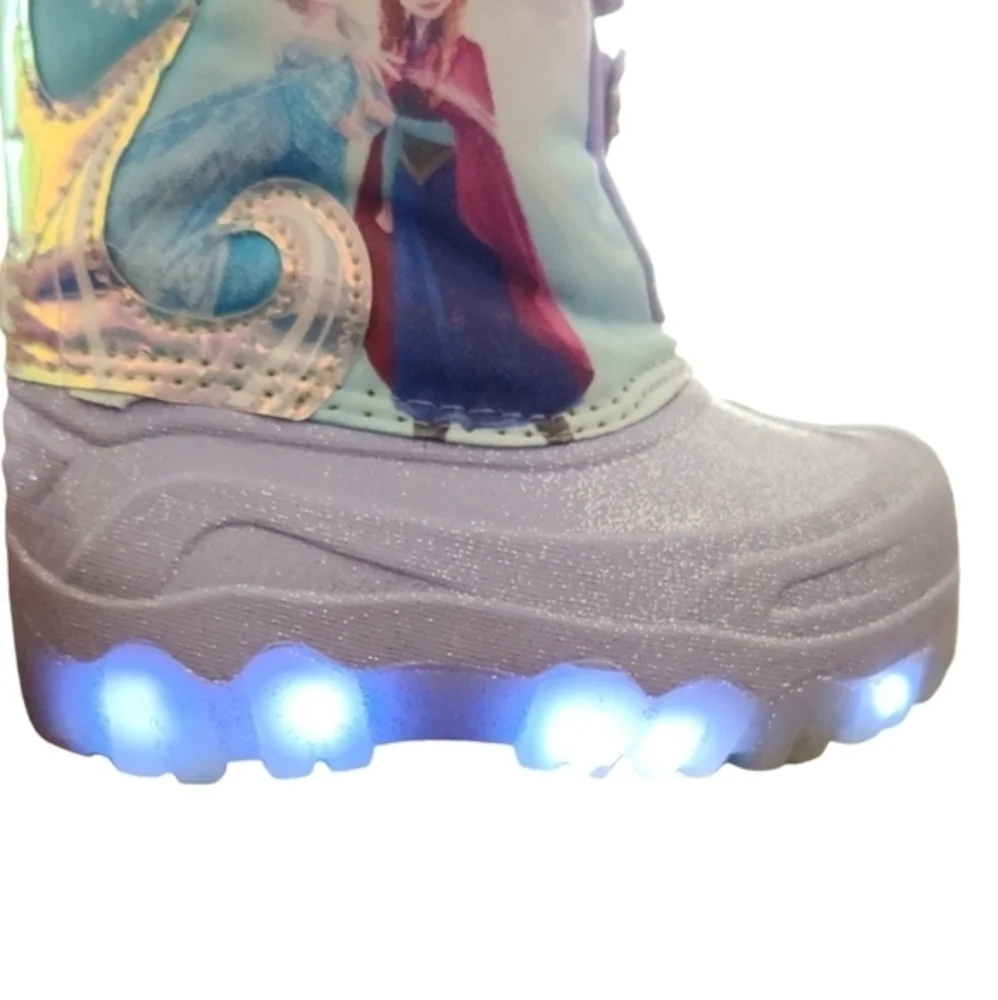 Disney LED‎ Light Up Toddler Girls' Frozen Winter Boots Blue with Glitter Size 6